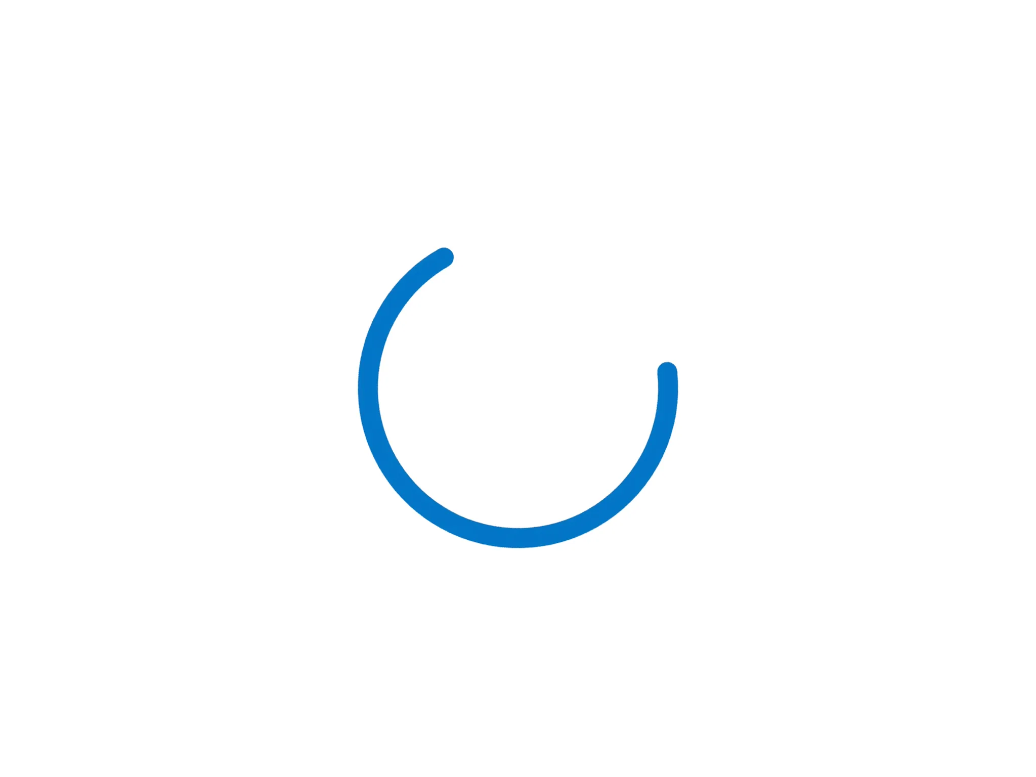 The unified activity loader: a blue circular spinner, its arc partway through a turn, on a white background